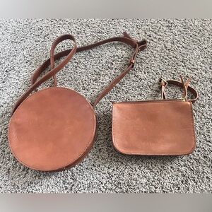 Two Madewell Leather Brown Bags (price for both) belt bag is XS